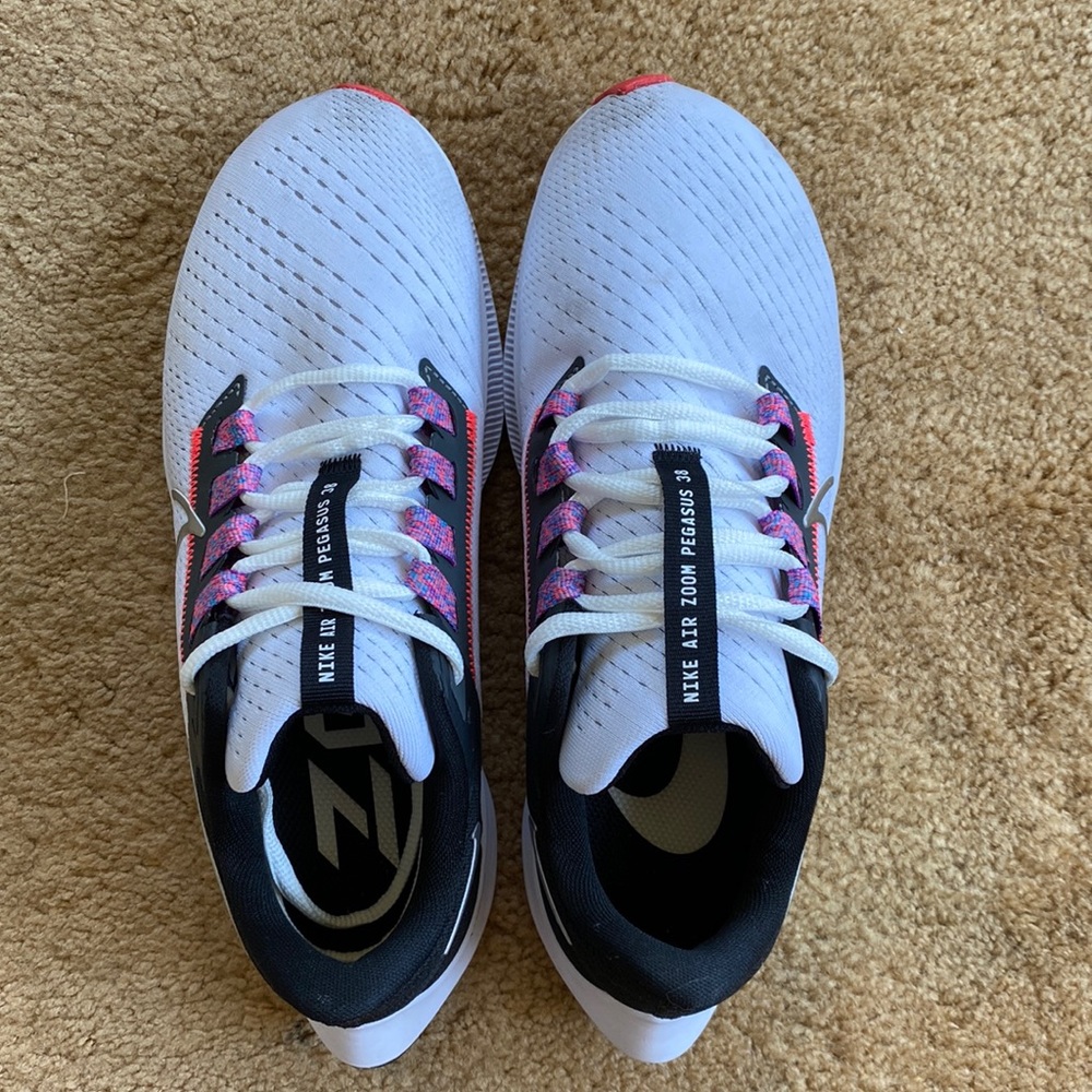 Nike Air Zoom Pegasus 38 Running Shoes in White Black Hyper Pink
